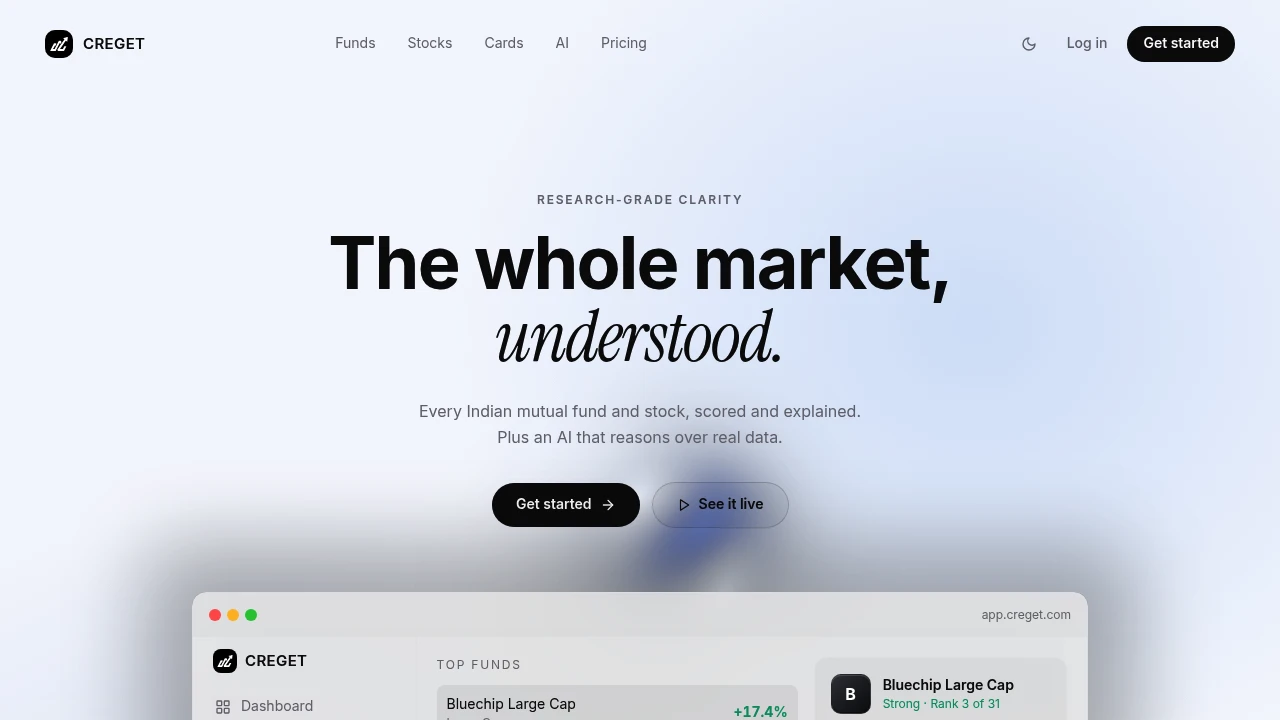 Screenshot of Creget website