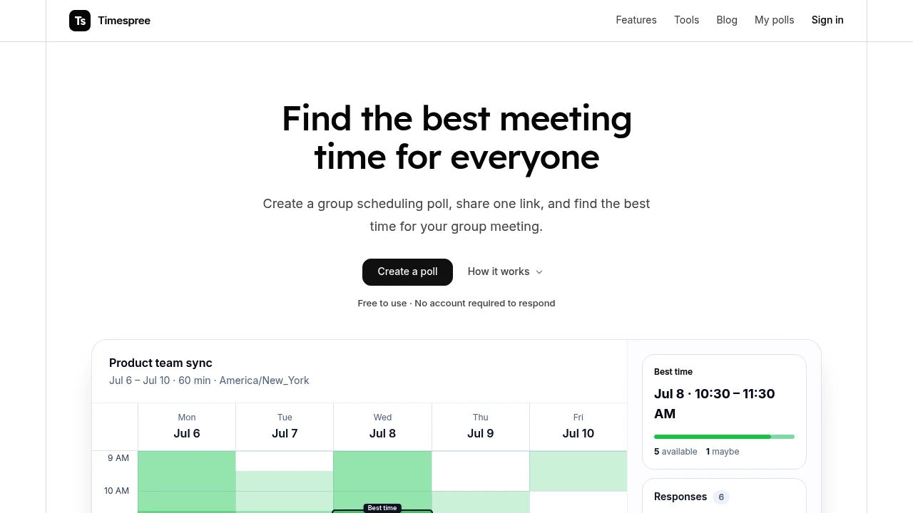 Screenshot of Timespree website