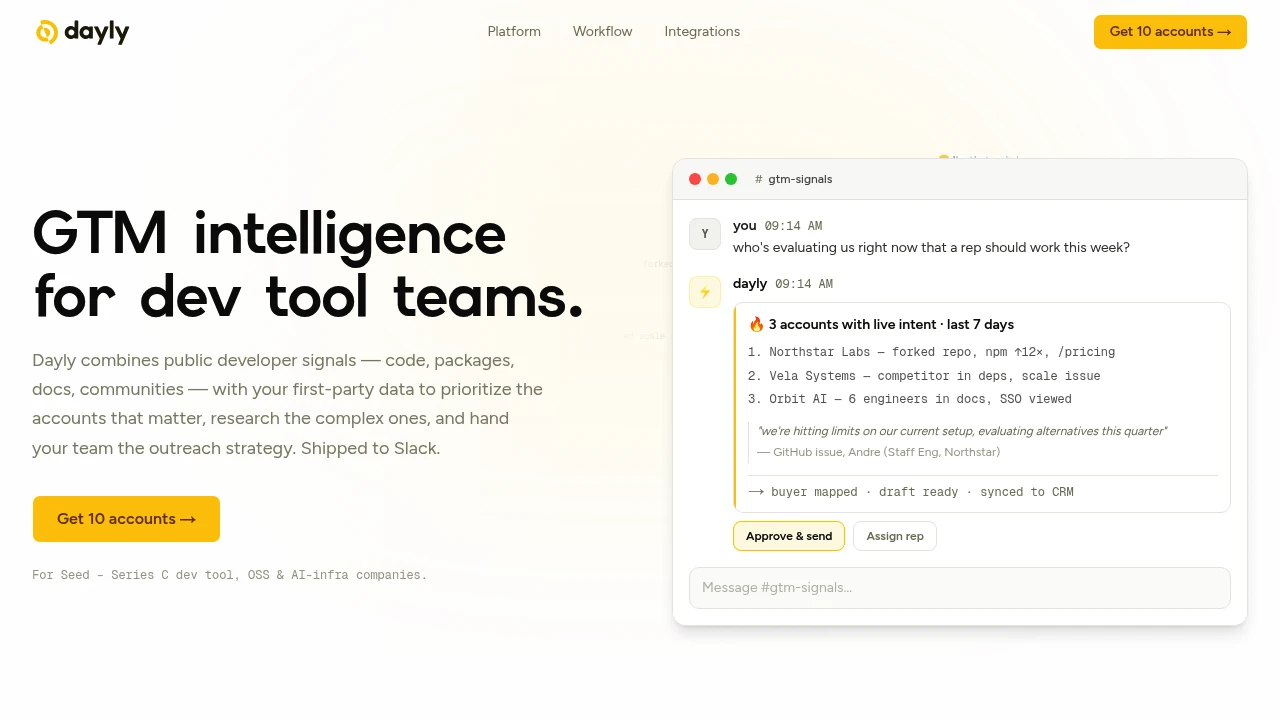 Screenshot of Dayly website