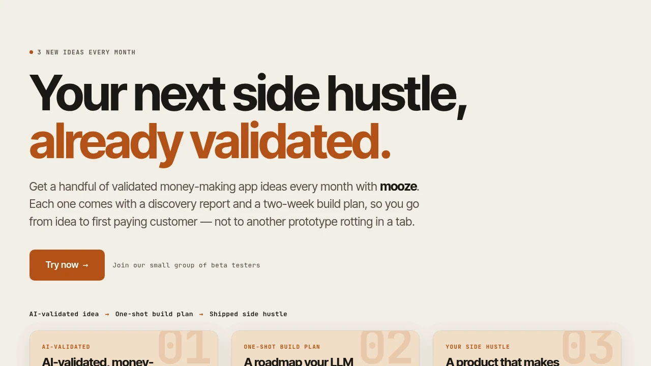 Screenshot of Mooze website