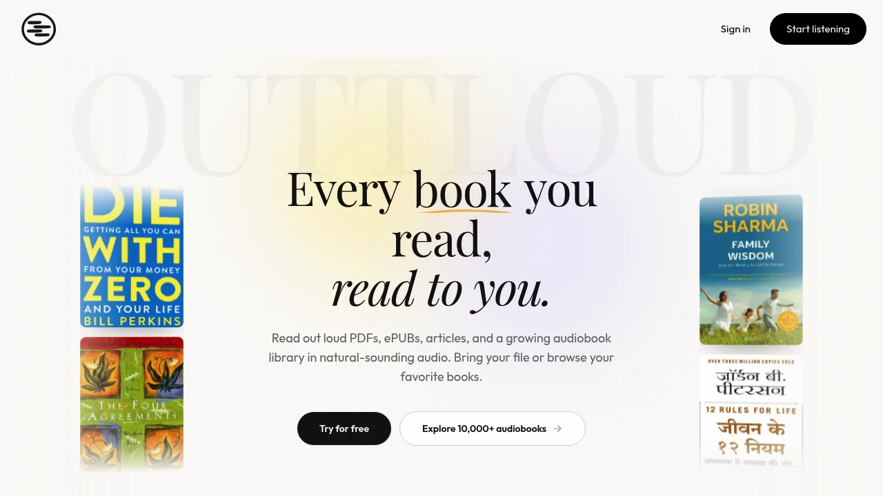 Screenshot of Outtloud website