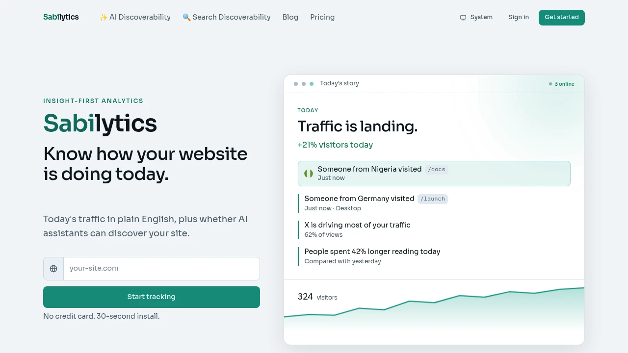 Screenshot of Sabilytics website