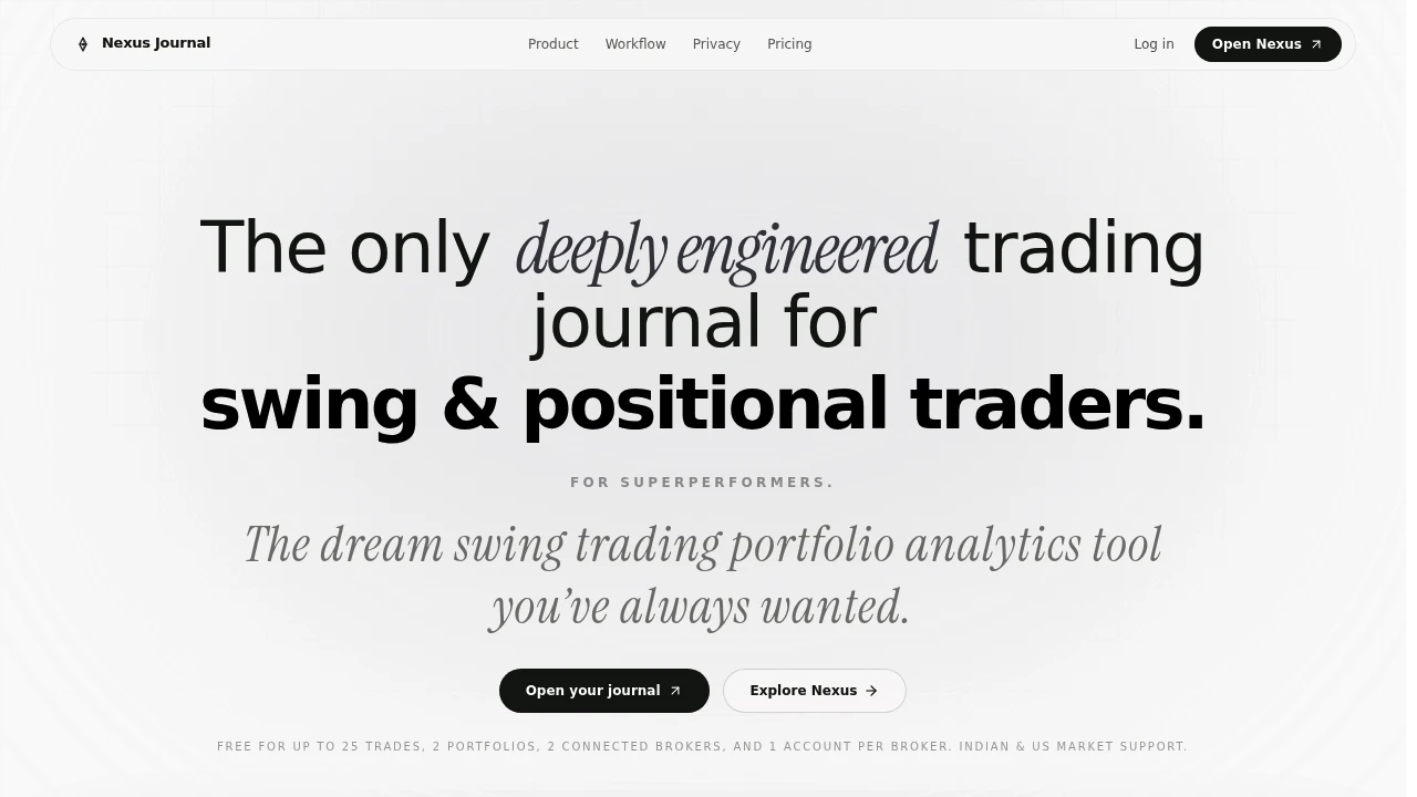 Screenshot of Nexus Journal website