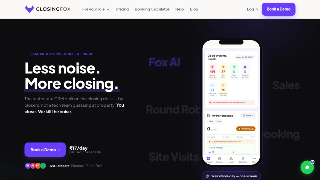Screenshot of ClosingFox website