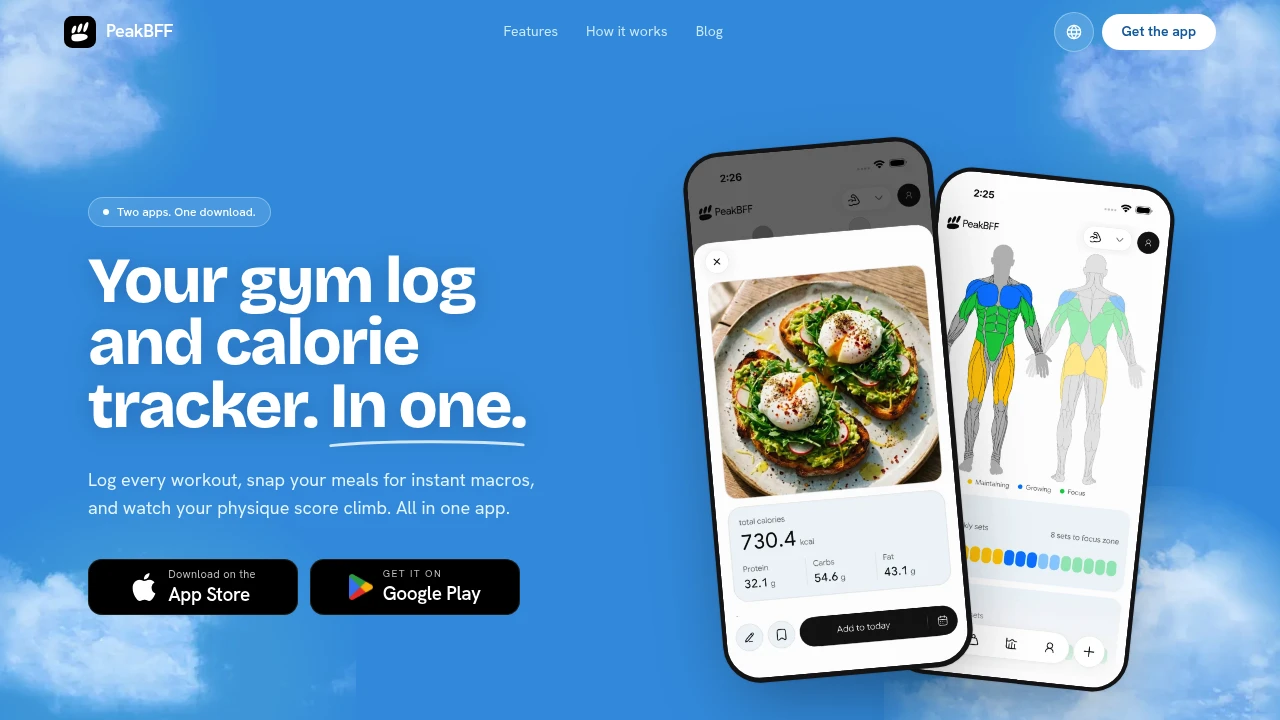 Screenshot of PeakBFF website