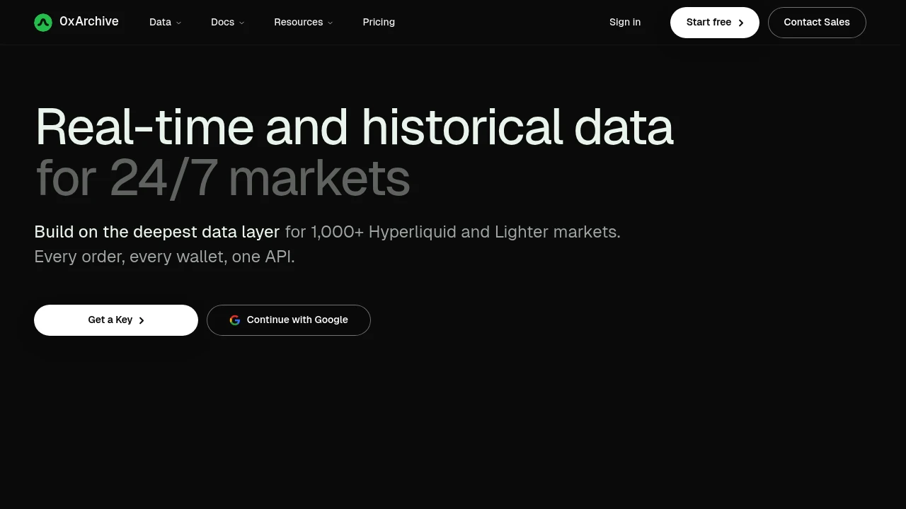 Screenshot of 0xArchive website