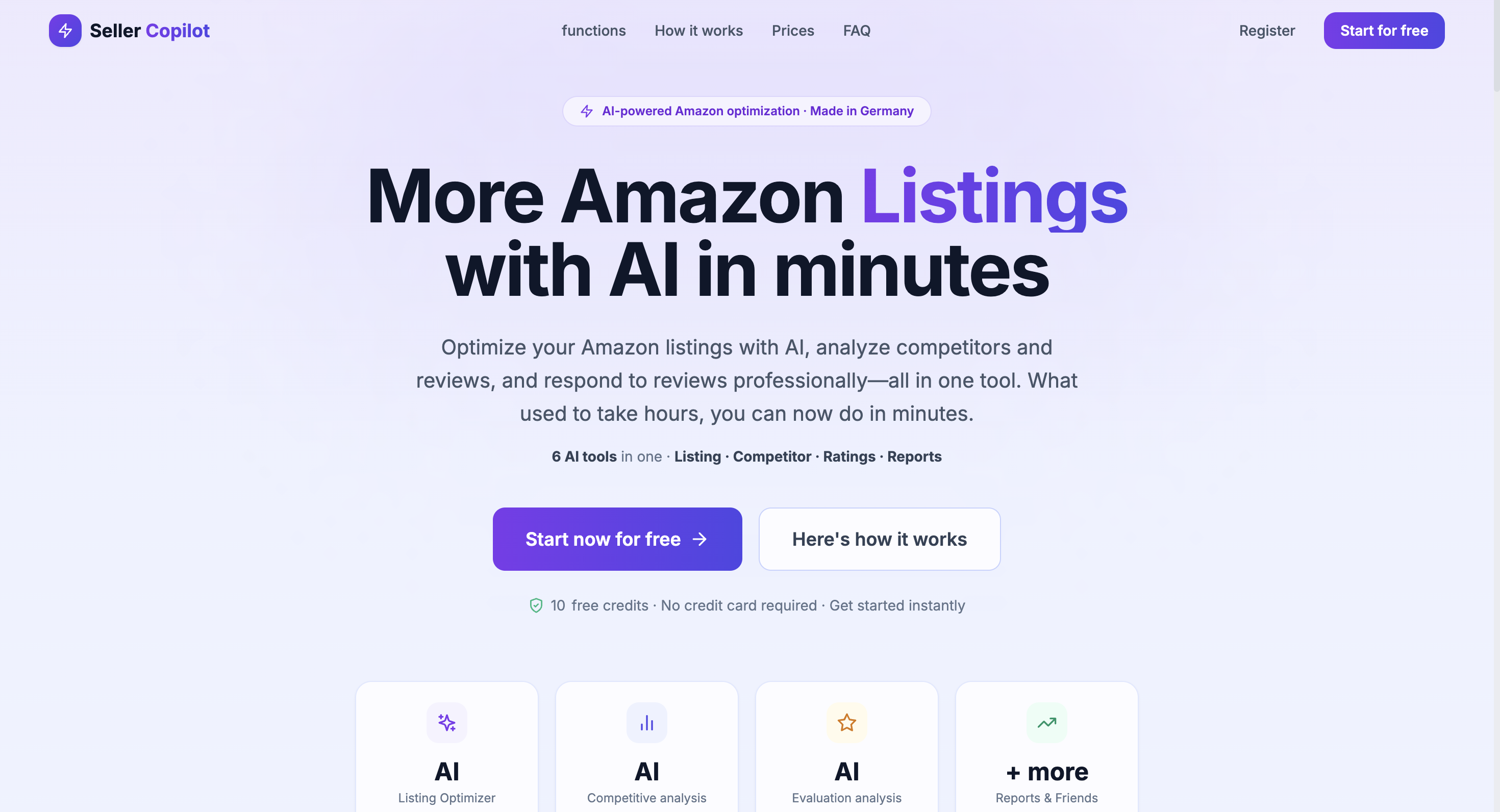 Screenshot of SellerCopilot website