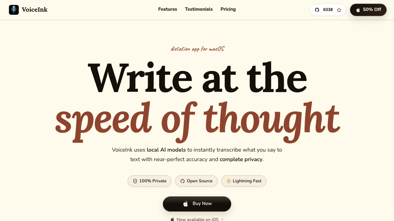 Screenshot of VoiceInk website