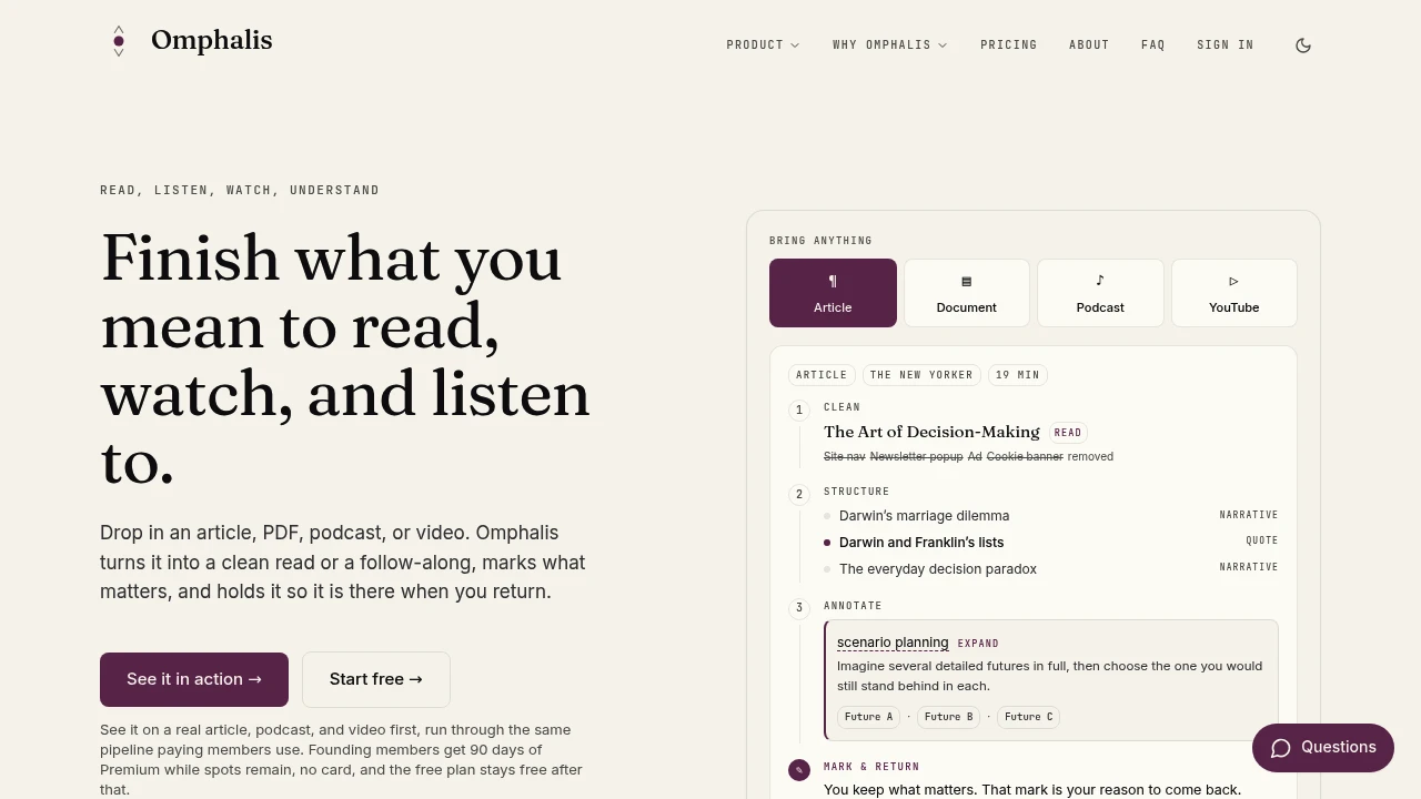 Screenshot of Omphalis website