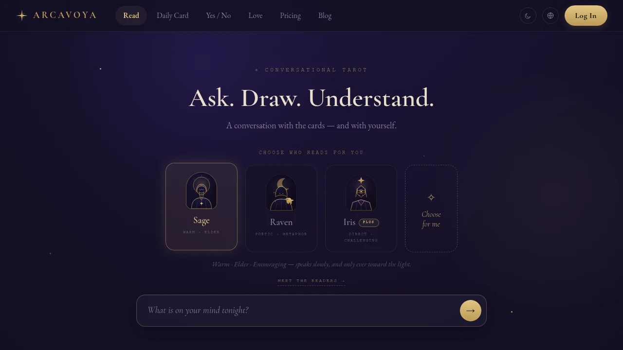 Screenshot of Arcavoya website