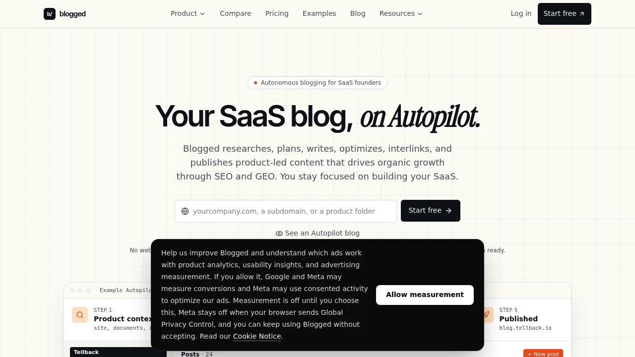 Screenshot of blogged.dev website