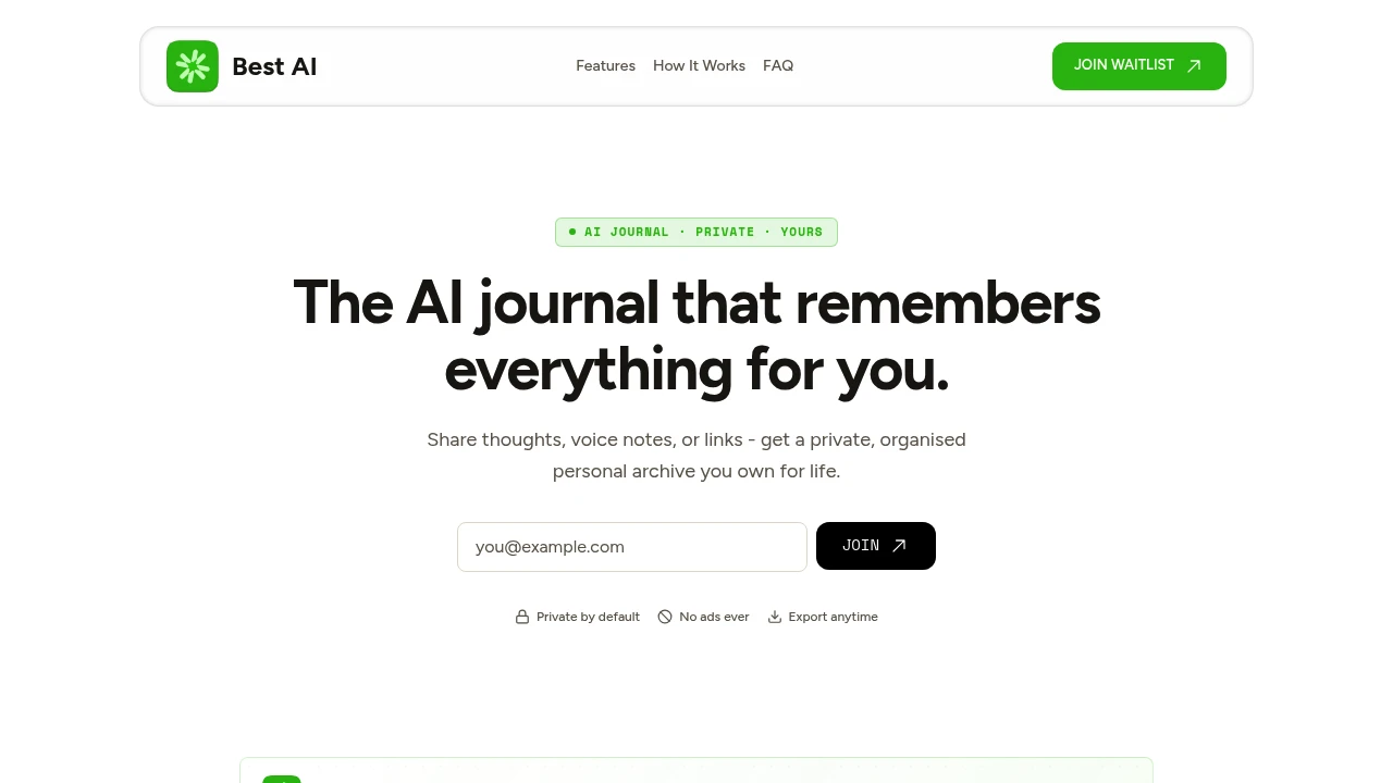 Screenshot of Best AI website