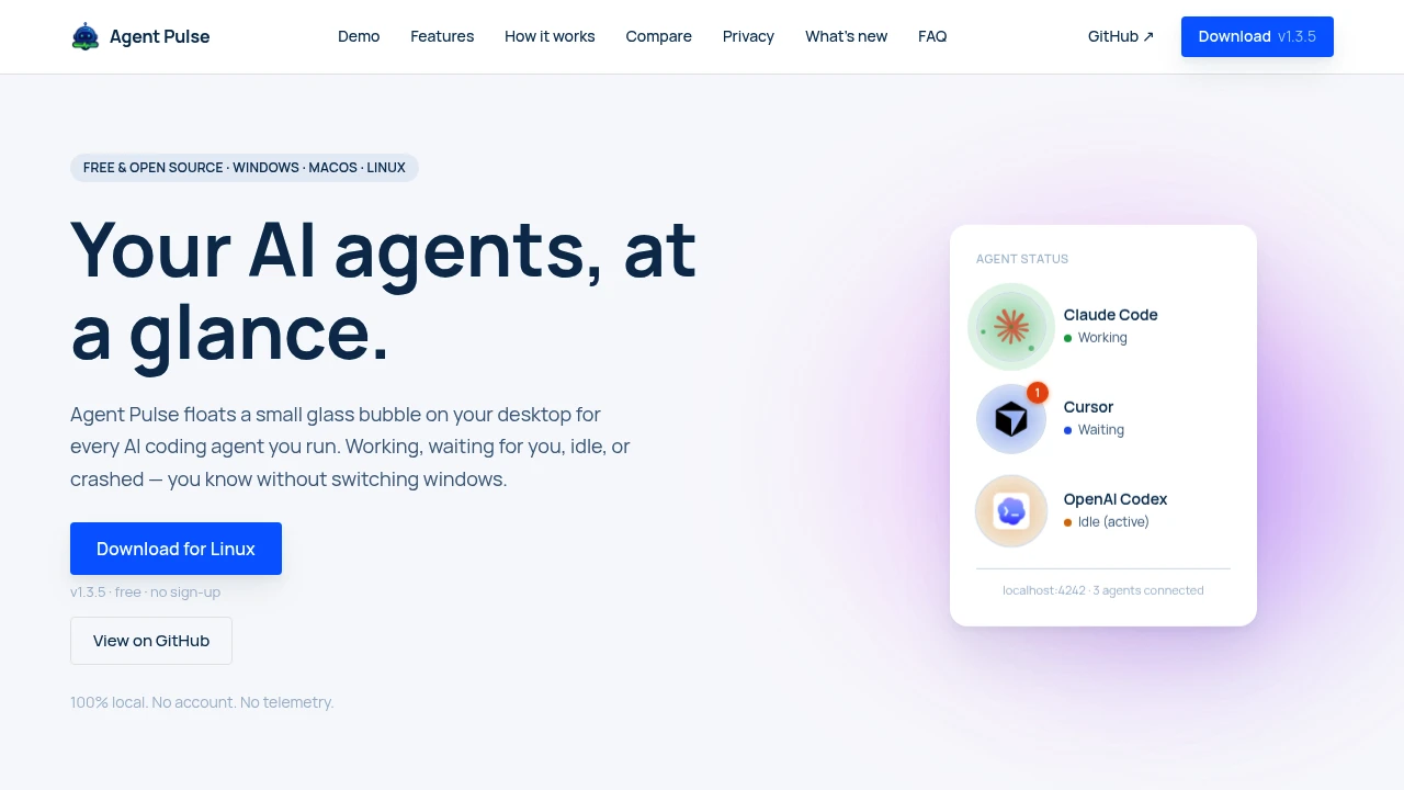 Screenshot of Agent Pulse website