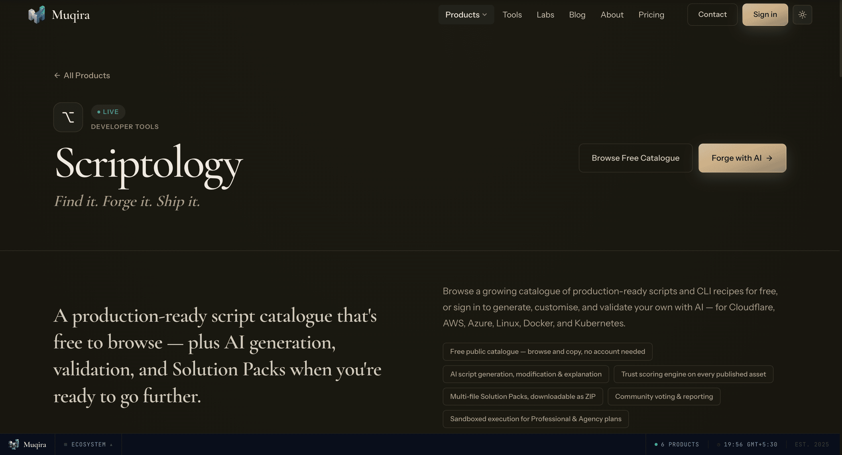 Screenshot of Muqira Scriptology website