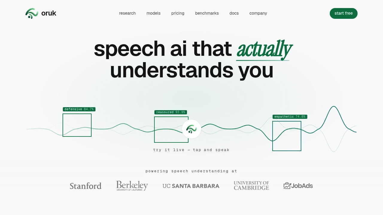 Screenshot of Oruk website