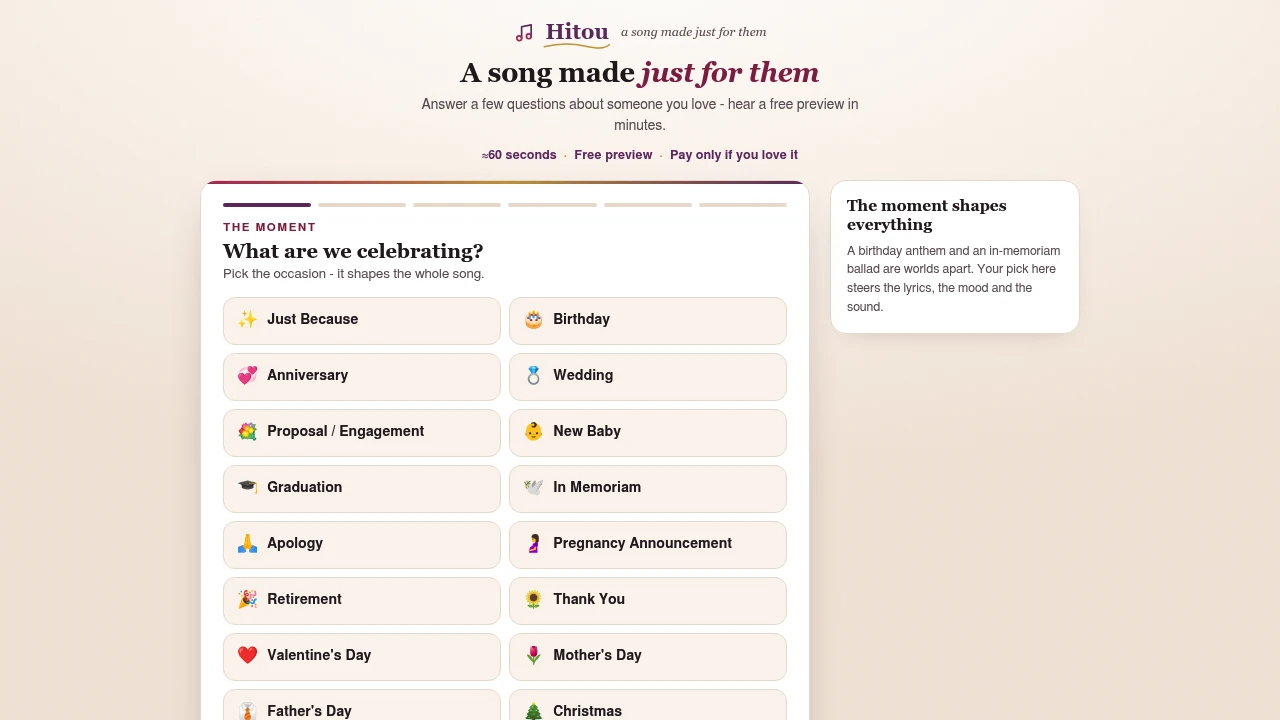 Screenshot of Hitou website