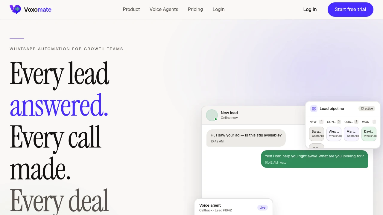 Screenshot of Voxomate website
