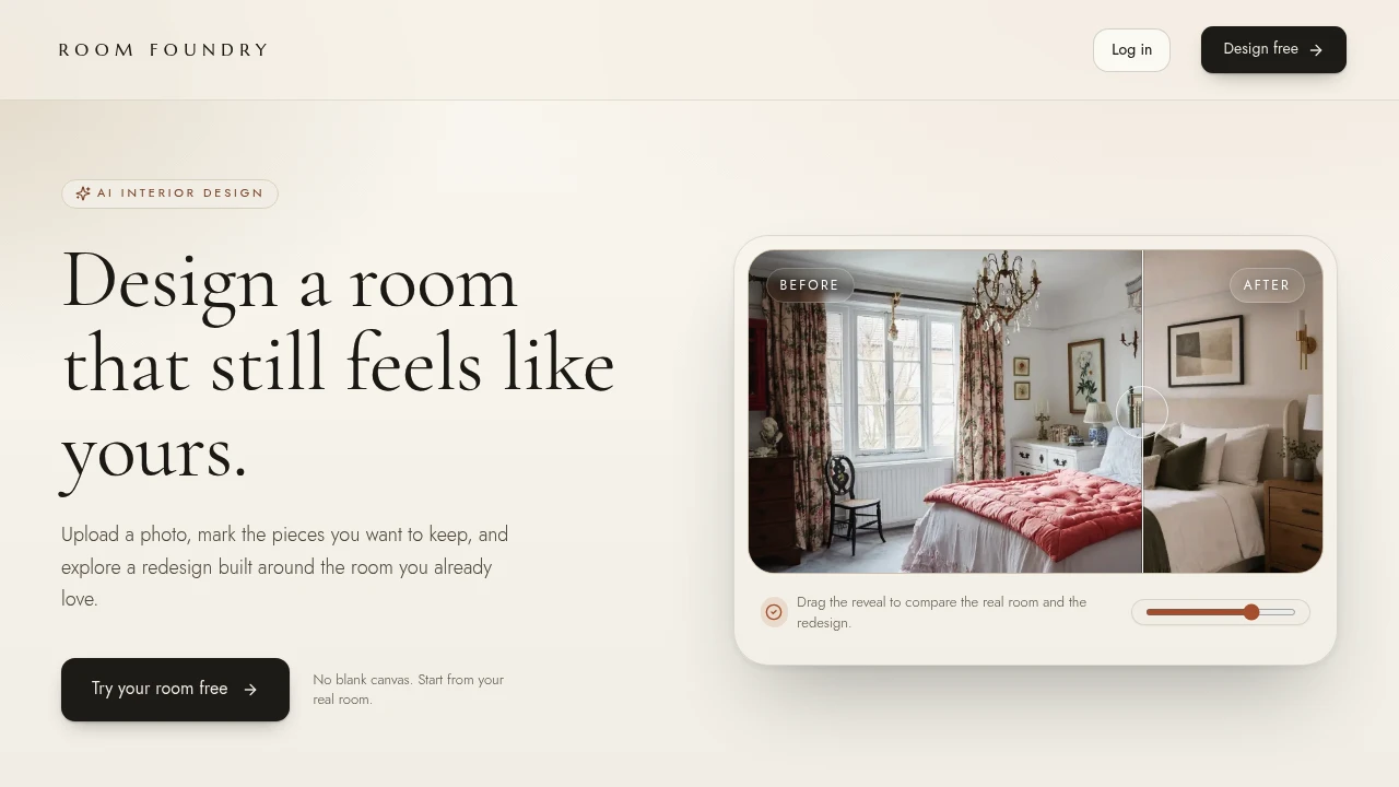 Screenshot of Room Foundry website