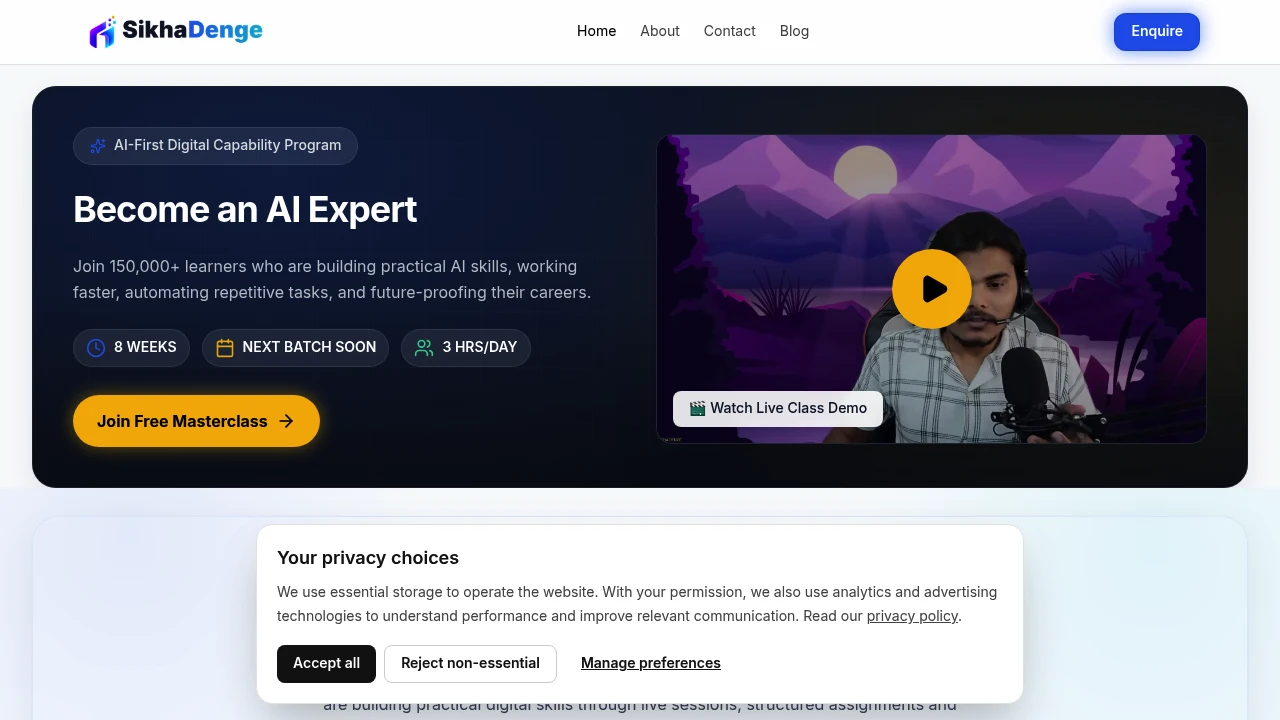 Screenshot of SikhaDenge website