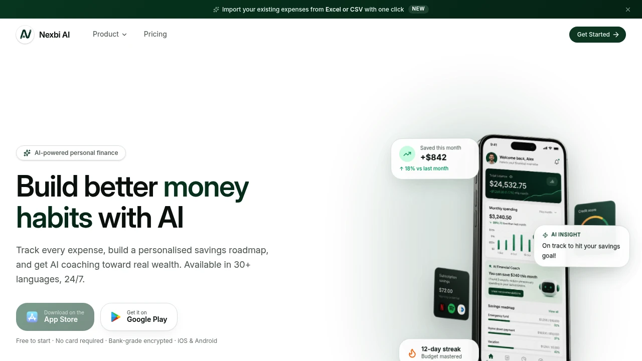 Screenshot of Nexbi AI website