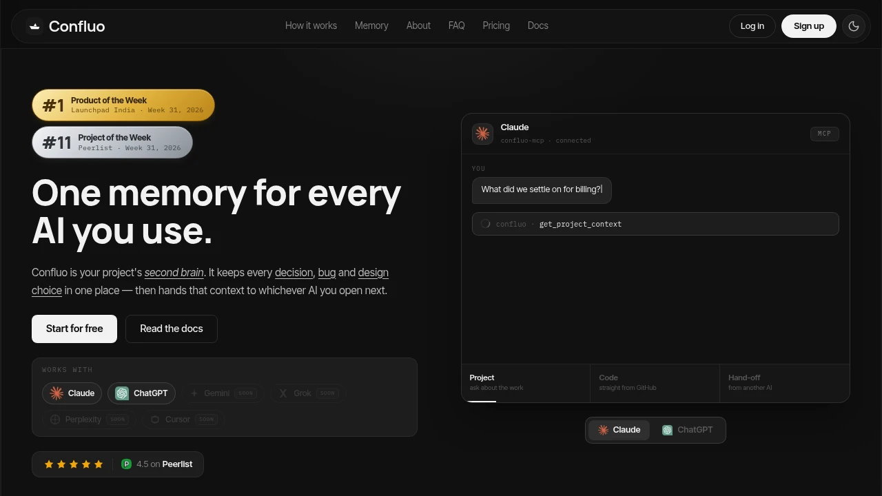 Screenshot of Confluo website