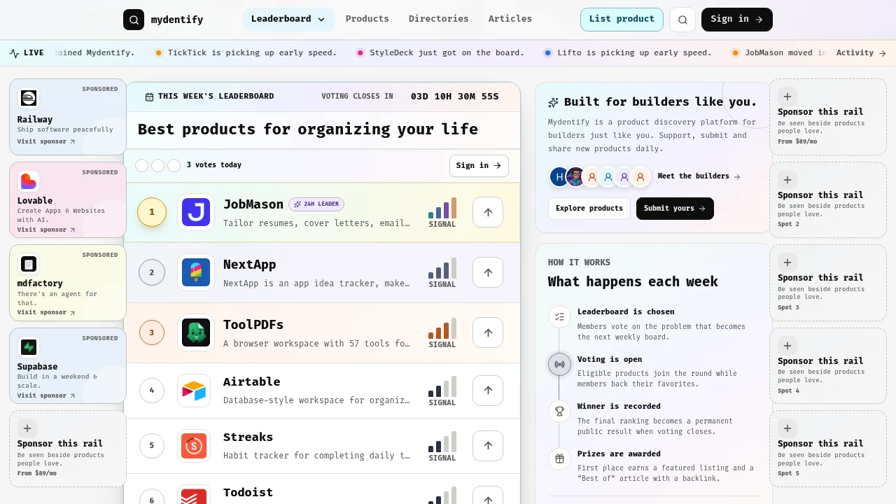 Screenshot of Mydentify website