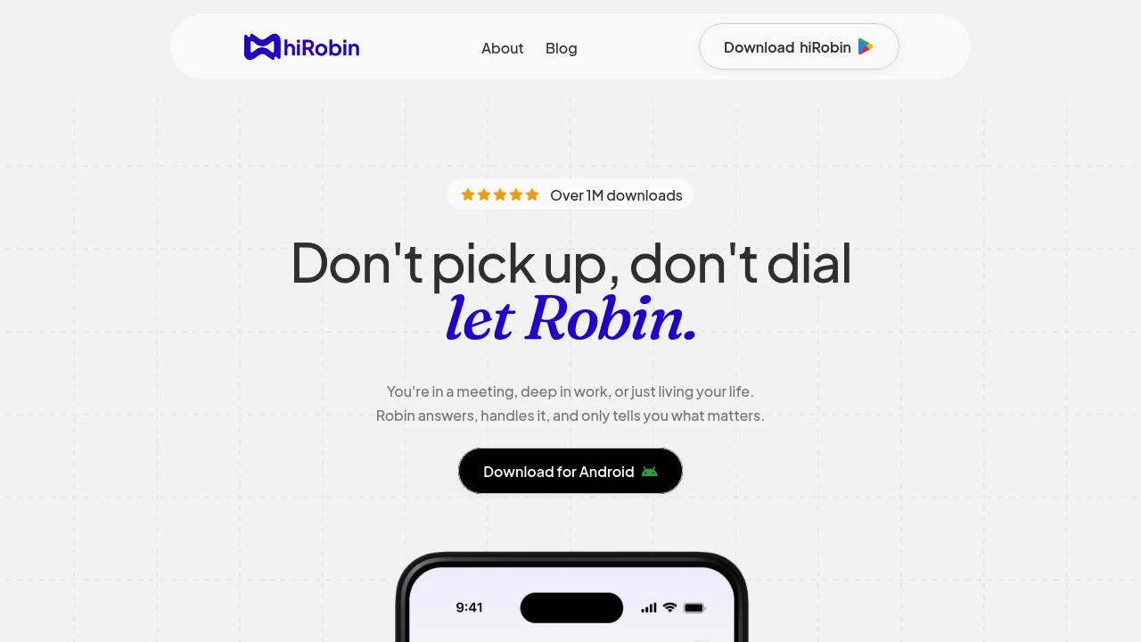 Screenshot of hiRobin website