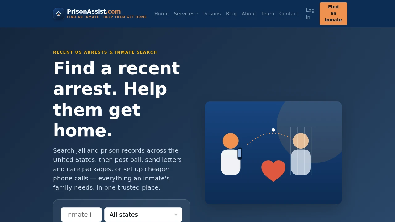 Screenshot of Prison Assist website