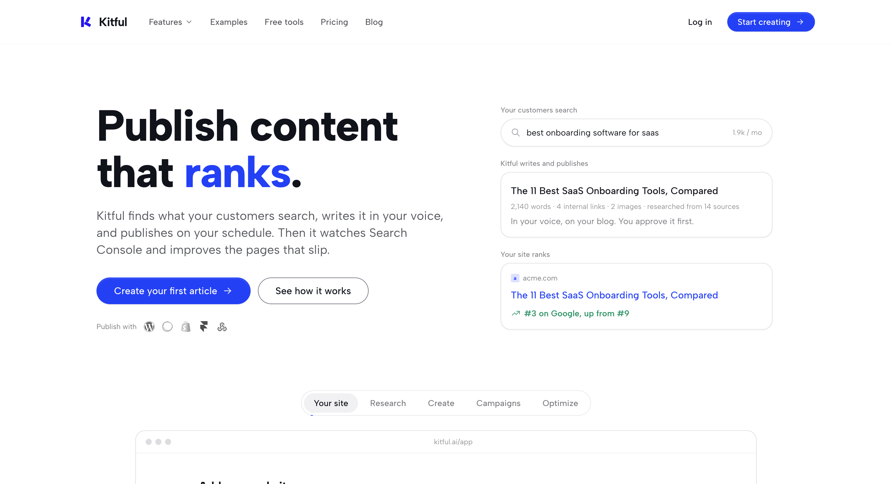 Screenshot of Kitful AI website