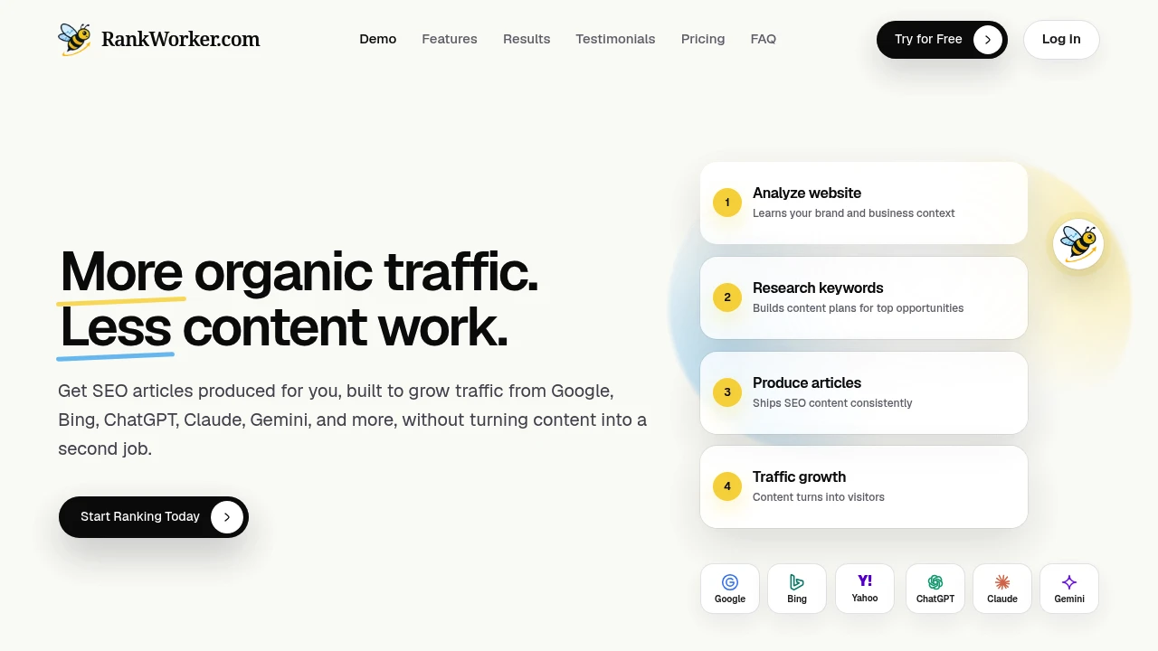 Screenshot of RankWorker website