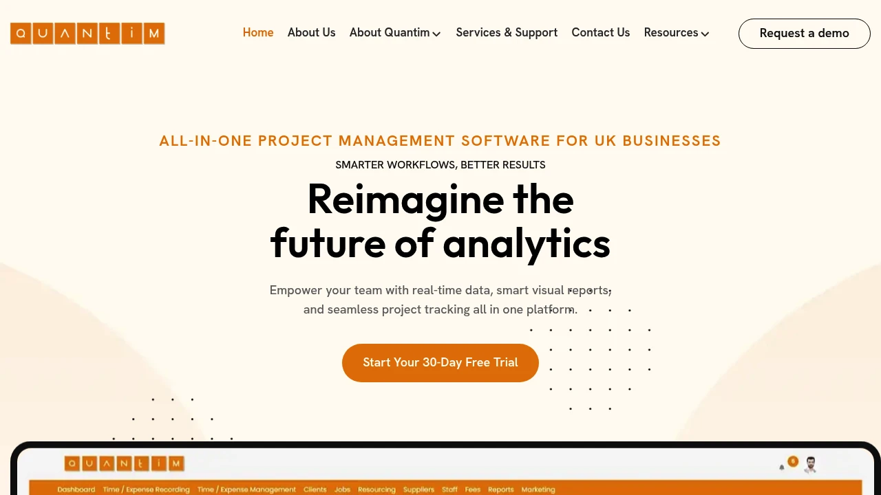 Screenshot of Quantim website