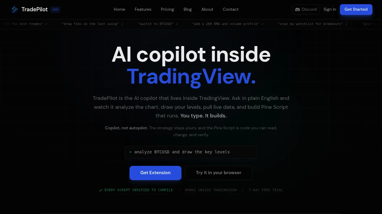 Screenshot of Tradepilot website