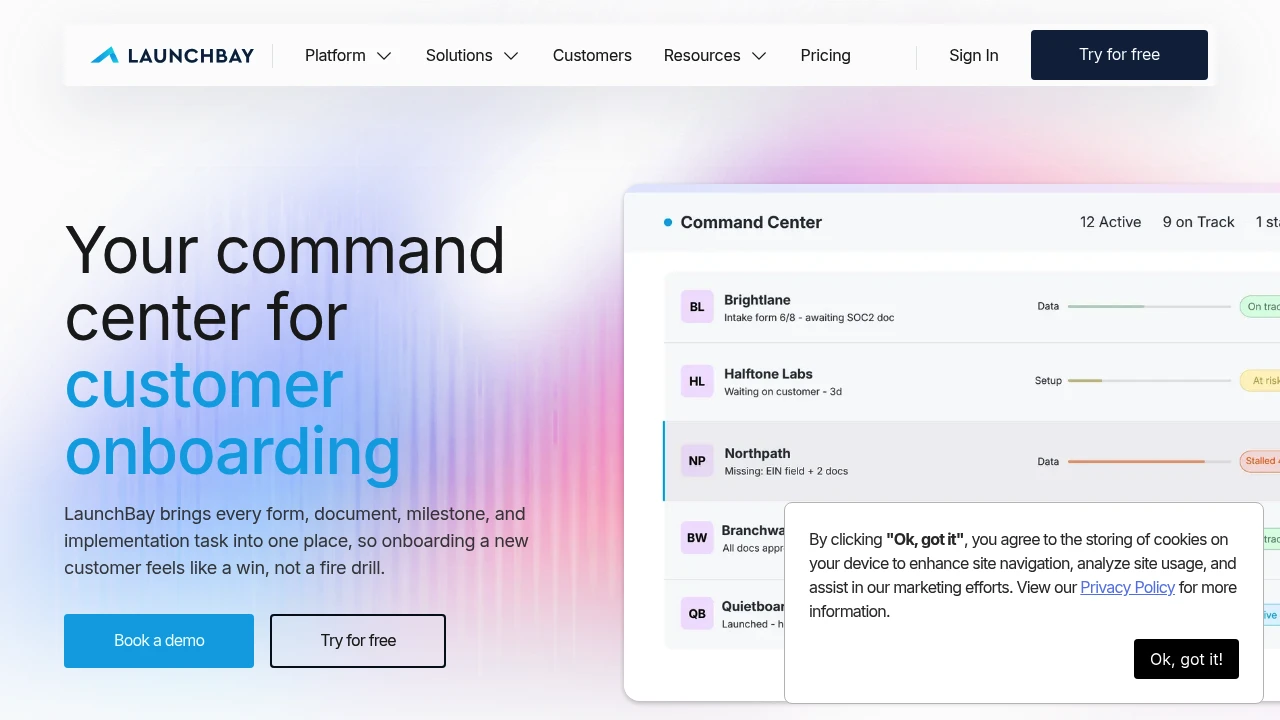 Screenshot of LaunchBay website