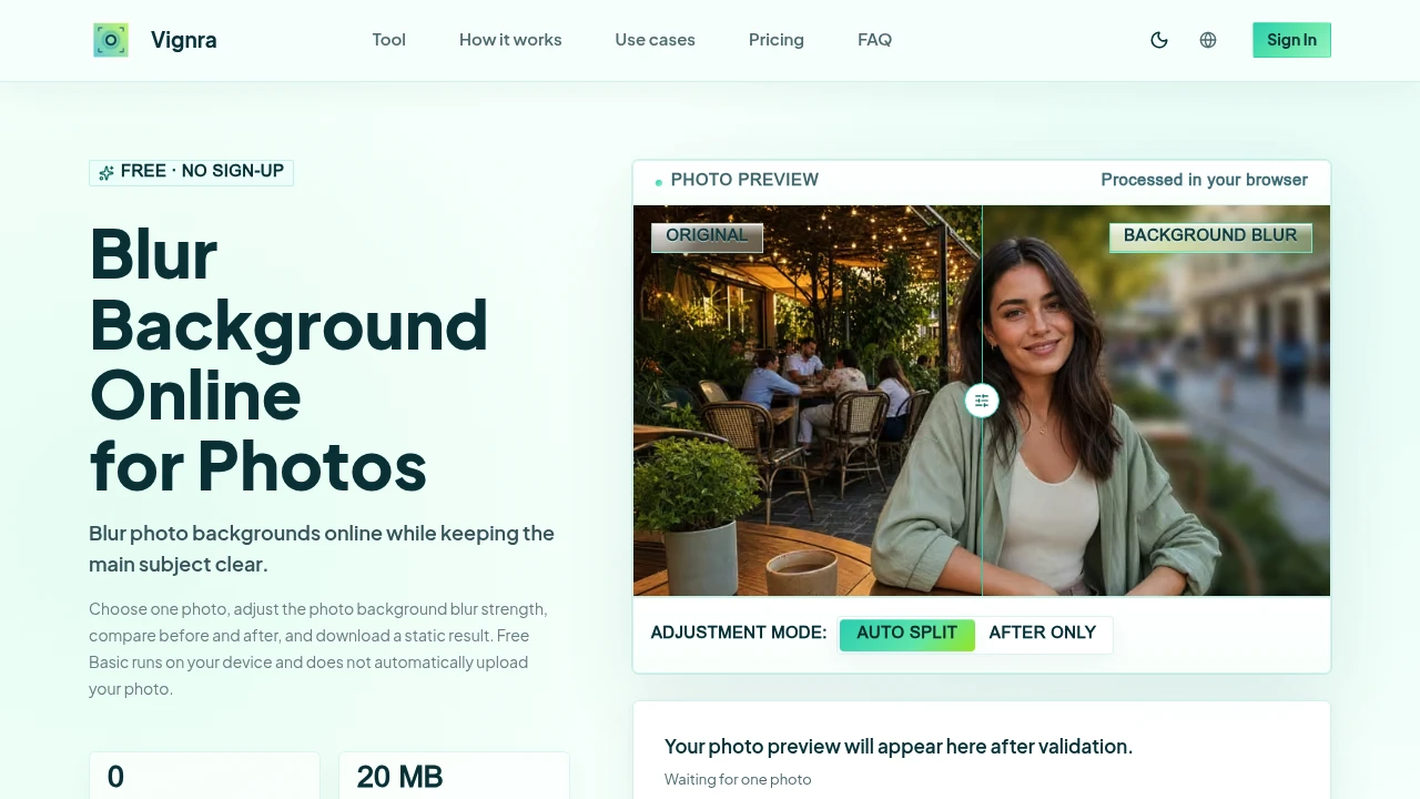 Screenshot of Blur Background website