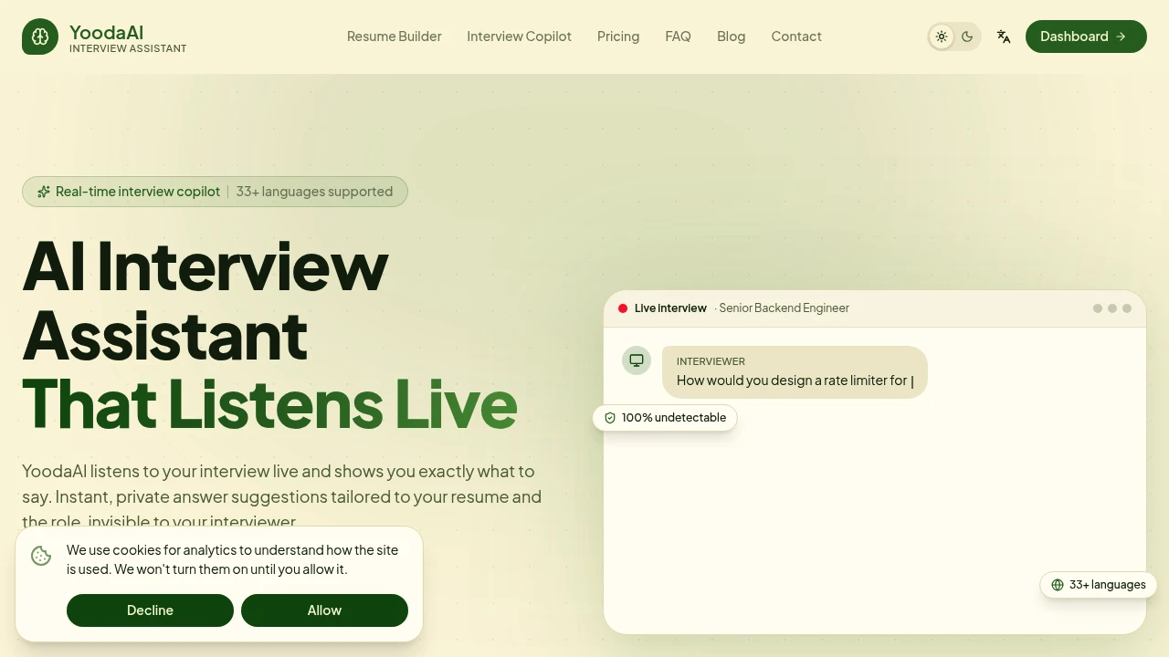 Screenshot of YoodaAI website