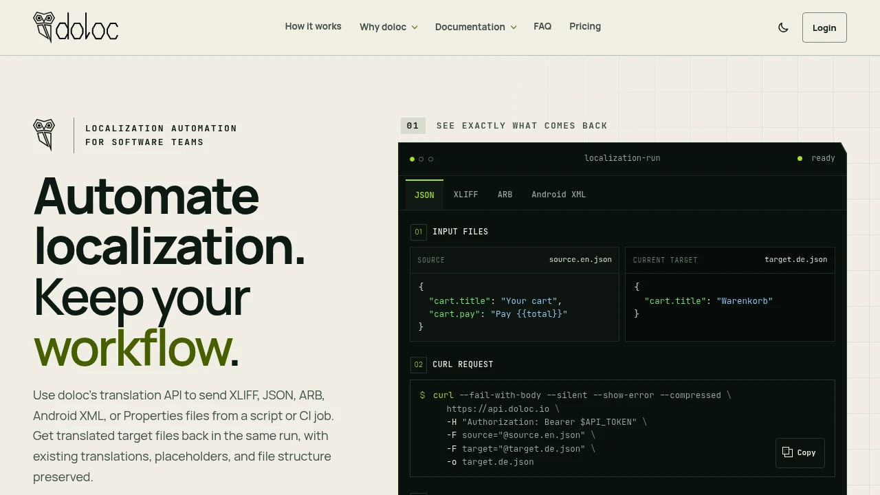 Screenshot of doloc website