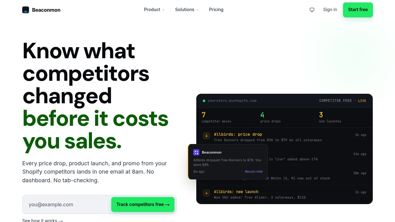 Screenshot of Beaconmon website
