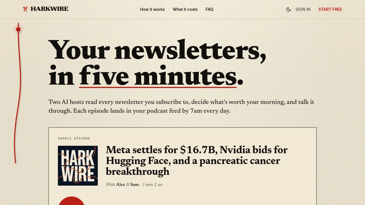 Screenshot of Harkwire website