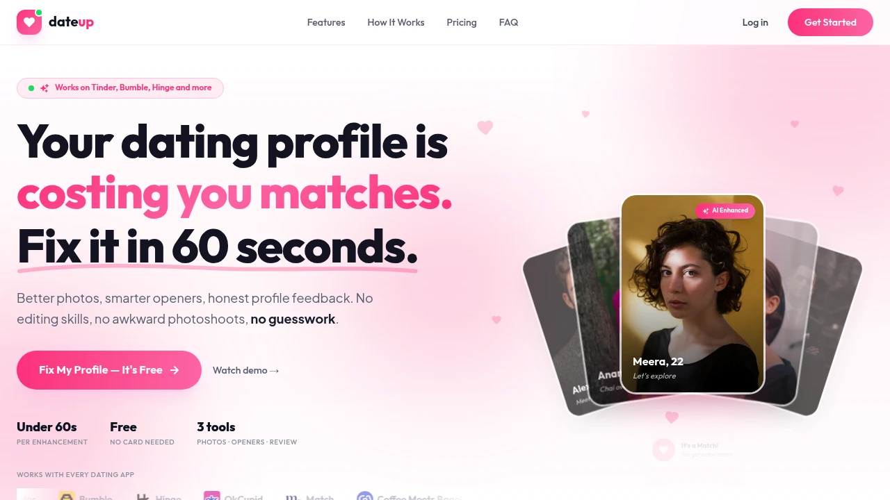 Screenshot of Dateup website