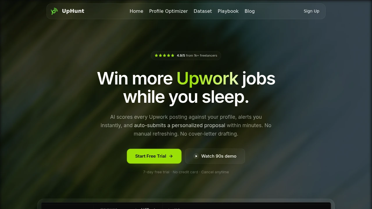 Screenshot of UpHunt website