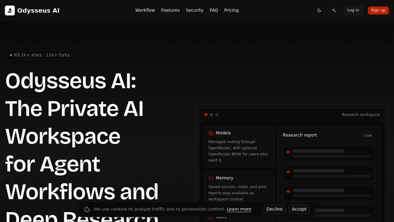 Screenshot of Odysseus AI website
