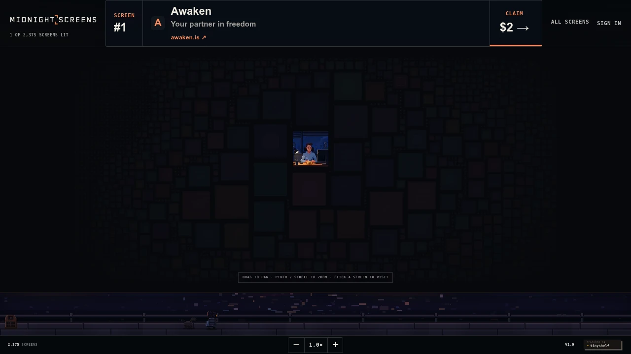 Screenshot of Midnight Screens website