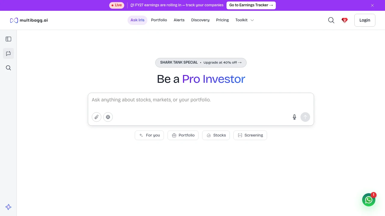 Screenshot of Multibagg AI website