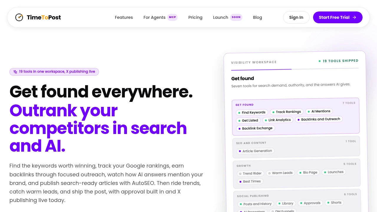 Screenshot of TimeToPost website