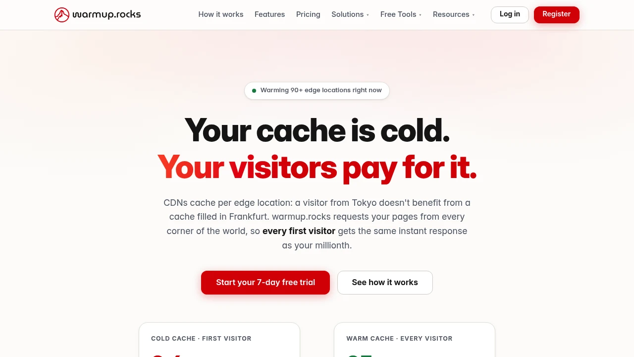 Screenshot of Warmup Rocks website