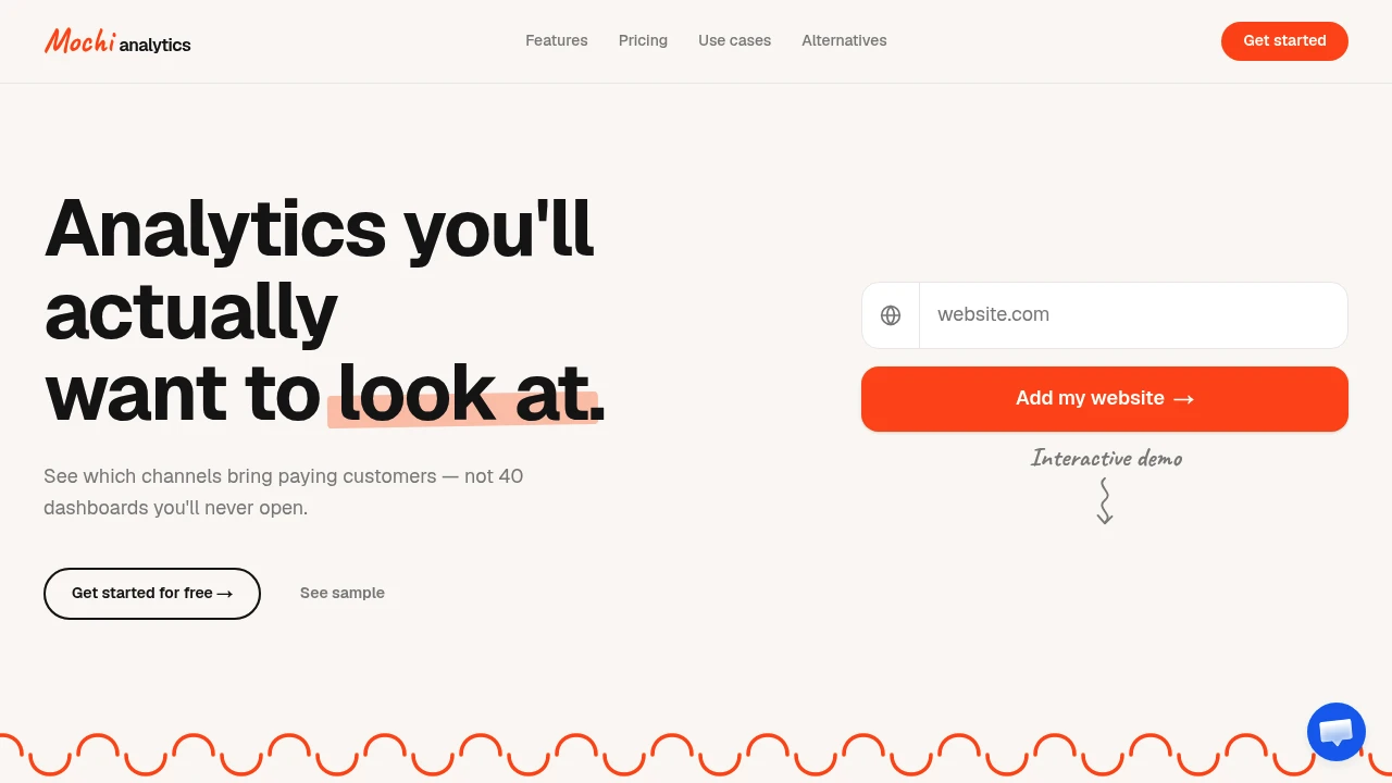 Screenshot of Mochi Analytics website