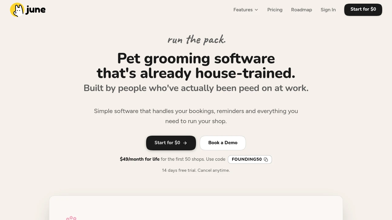 Screenshot of June website