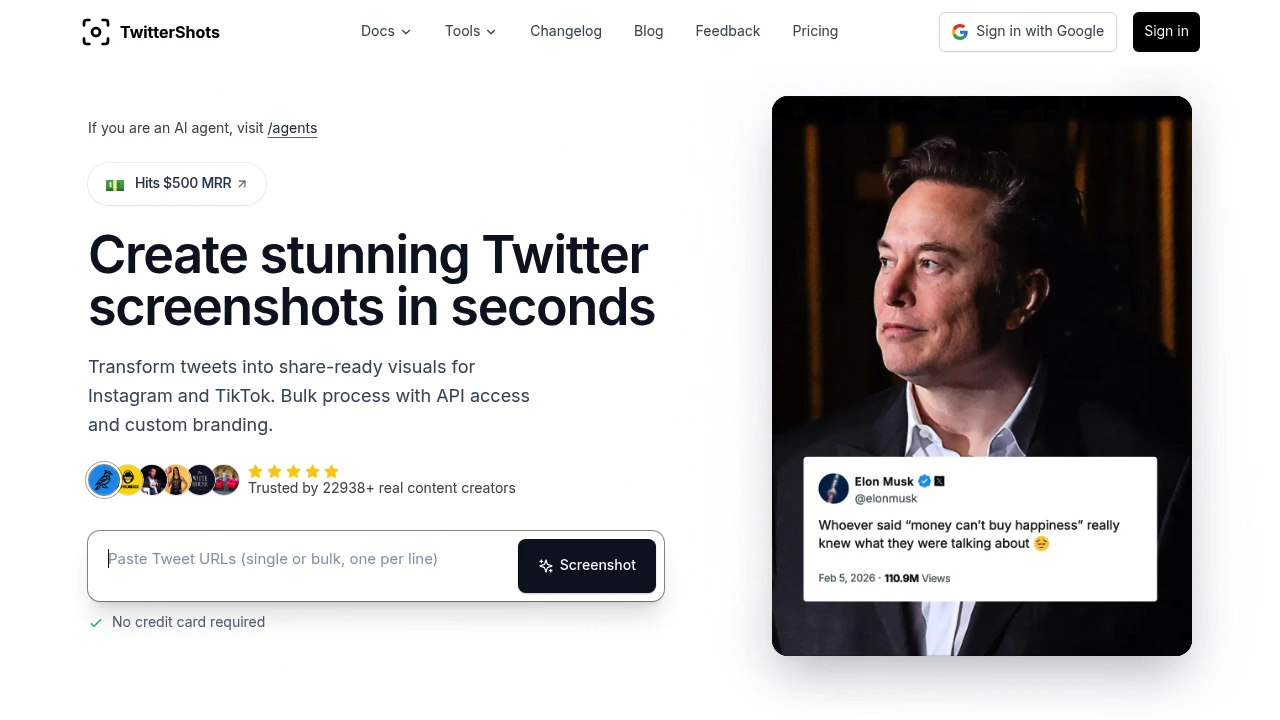 Screenshot of TwitterShots website