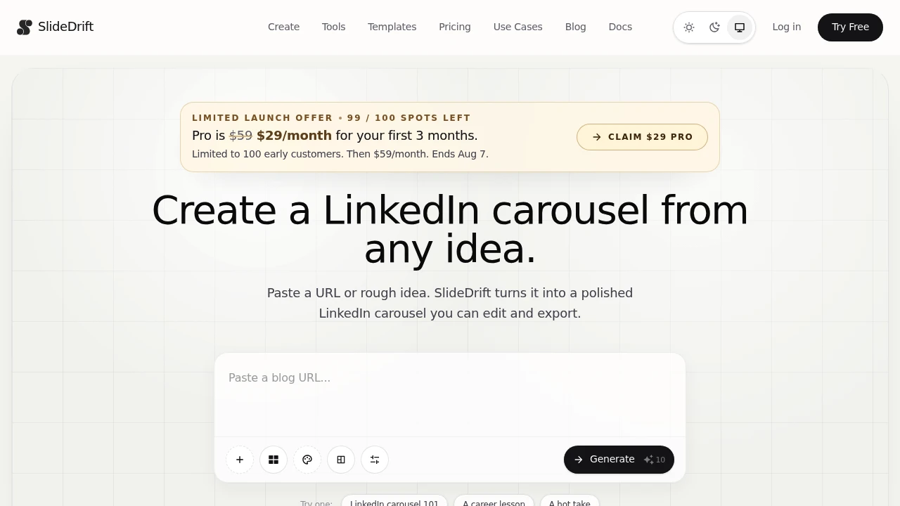 Screenshot of SlideDrift website