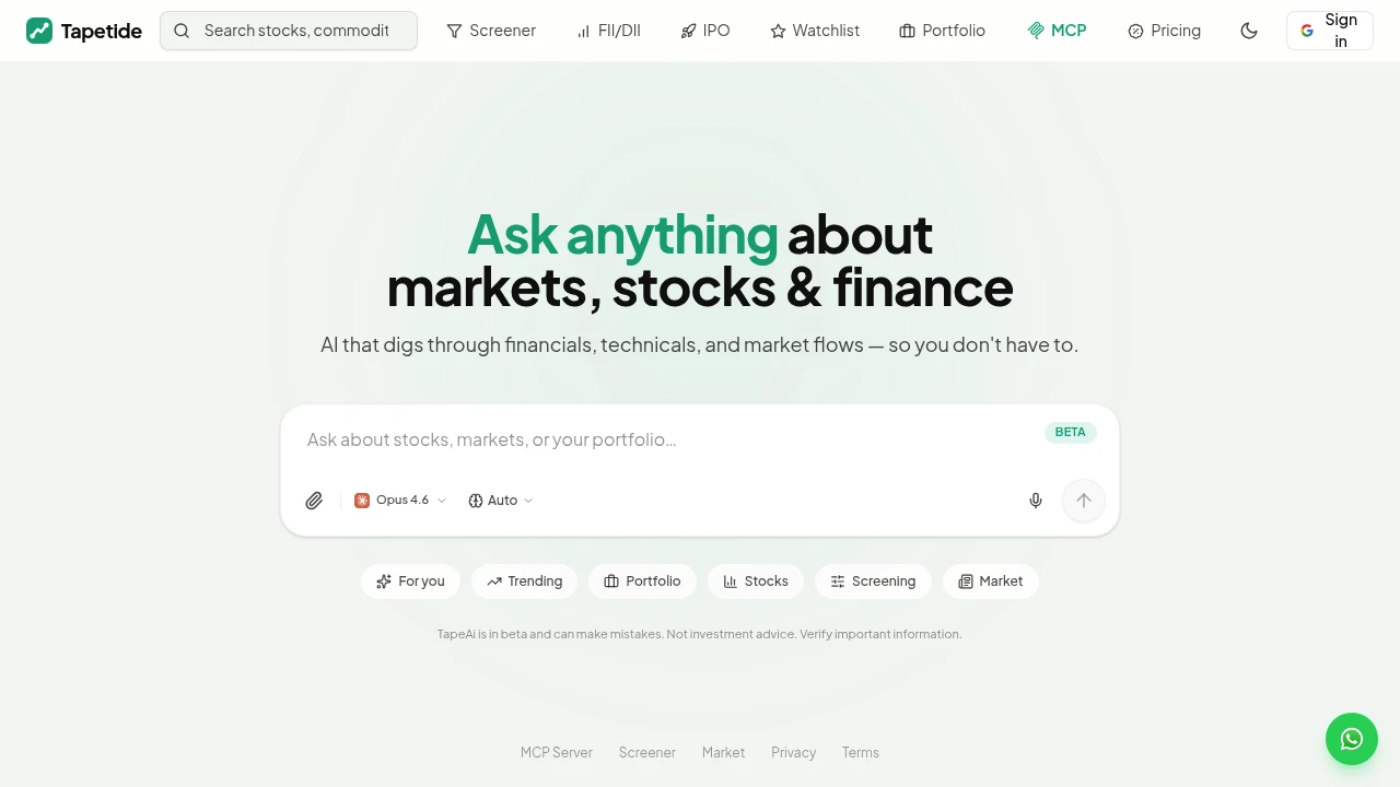 Screenshot of tapetide website